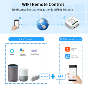 Módulo de interruptor inteligente con WiFi para el hogar, interruptor de luz con 2 vías de Control RF, sin batería, funciona con Alexa y Google, Tuya Smart Life 16A