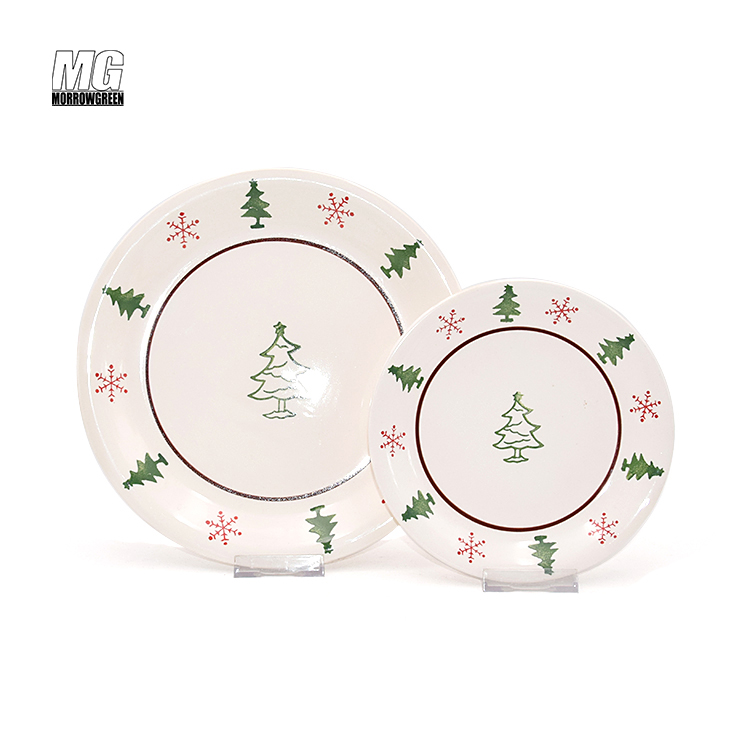 Promotional color ceramic plate sets kitchen restaurants 16PCS stoneware hand painted dinner set ceramic