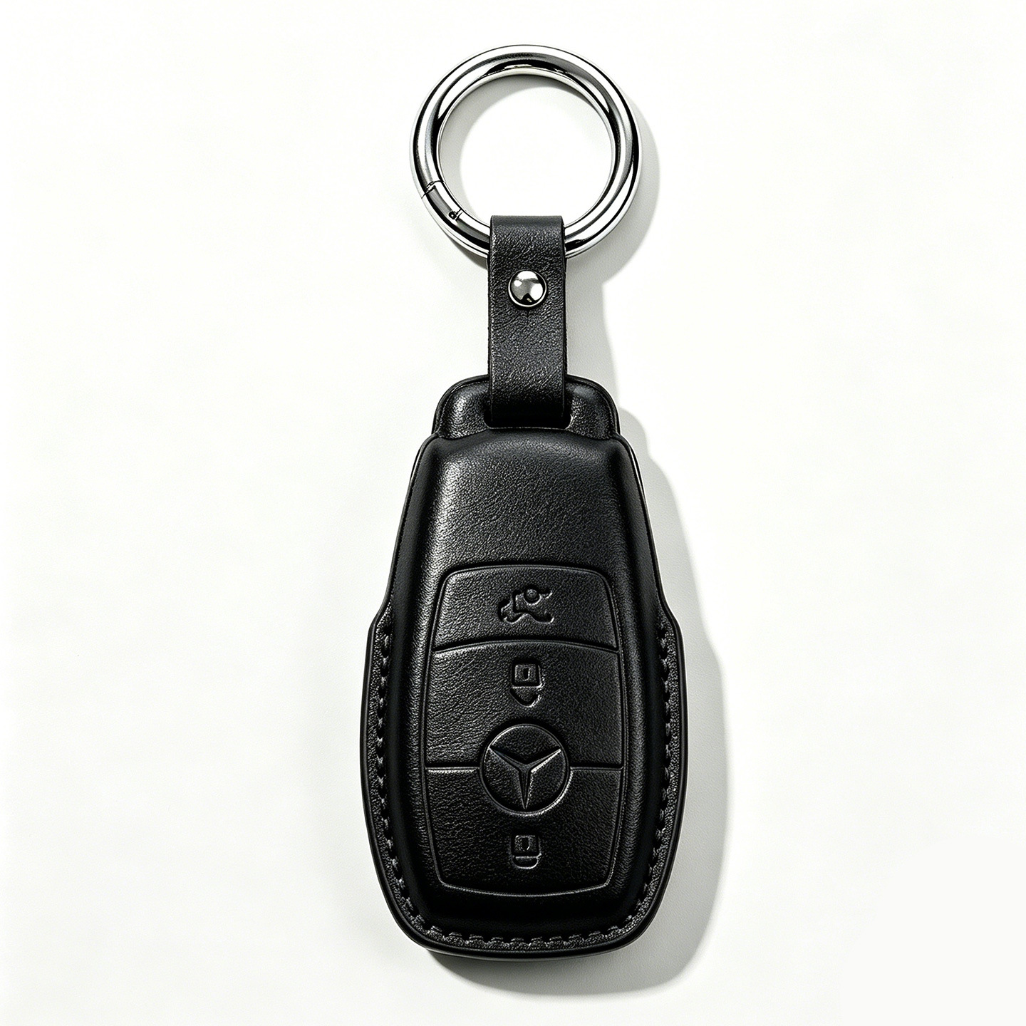 Style a-black leather case-p2 short leather buckle key case