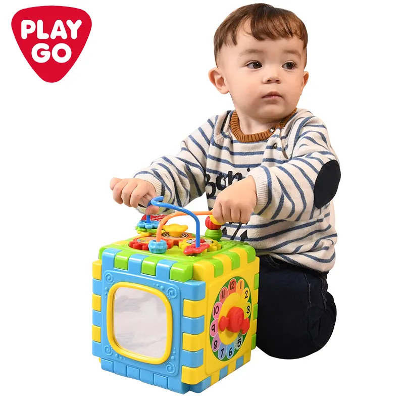 PLAYGO kotak aktivitas mosaik game balita, kubus aktivitas edukasi mainan pusat perhatian