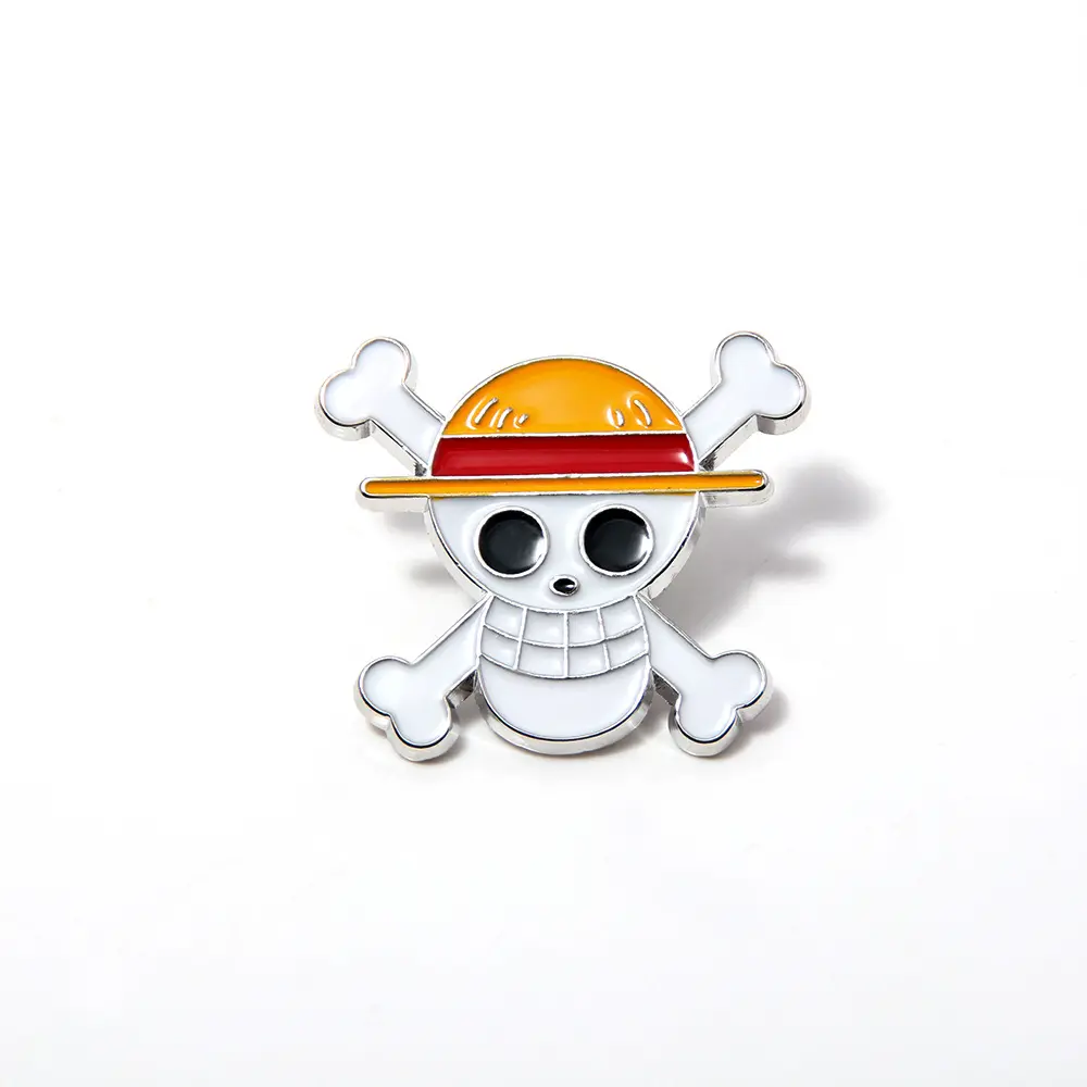 Wholesale Straw Hat with Pirates Skull Alloy Enamel Pirate Flag Brooch Children's Clothing Accessory for Wedding Gifts