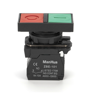 Manhua XB5 Druckknopf schalter Beleuchteter Doppelkopf Rot-Grün-Tastensc halter EIN/AUS mit Kontroll leuchte - Product Image 1