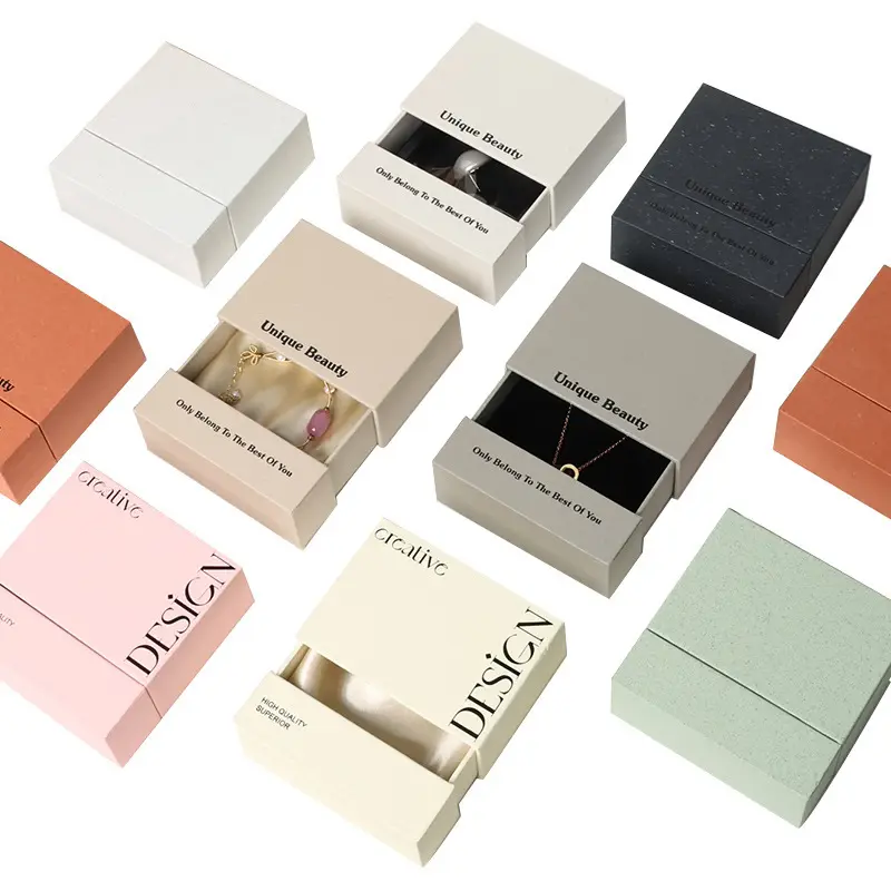 Kotak penyimpanan kertas kecil lucu warna-warni perhiasan beku warna kustom dan ukuran kemasan penyimpanan dengan kotak tekstur