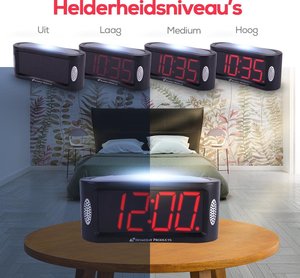 Hoppkog นาฬิกาปลุก LED สมาร์ทจอแสดงผลขนาดใหญ่ปรับระดับเสียงได้นาฬิกาตั้งโต๊ะพร้อมแสดงเวลา