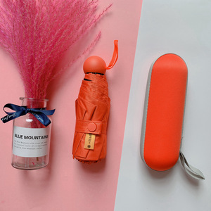 Alta qualidade 5-Fold Mini Bolso Windproof Waterproof <span class=keywords><strong>Umbrella</strong></span> Foldable Design <span class=keywords><strong>Manual</strong></span> <span class=keywords><strong>Open</strong></span> Promotion <span class=keywords><strong>Umbrella</strong></span> com Capsule <span class=keywords><strong>Case</strong></span>