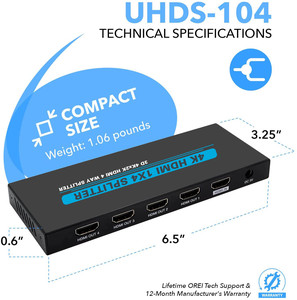 Suministro directo de fábrica 4K @ 60Hz para HDMI 4K 1,4 V 1x4 Video Splitter 18Gbps 2 vías 1 entrada 4 salida divisores y convertidores