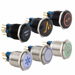 Interruptor de botón de acero inoxidable, patrón personalizable, con símbolo iluminado LED, CE RoHS Reach - Product Image 1