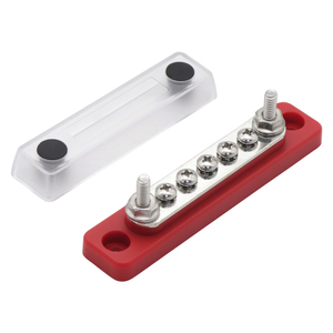 Conector de barra colectora de cobre rojo de 5 vías 100A con tornillo de cubierta-Bloques de terminales fijos para distribución de energía - Product Image 1