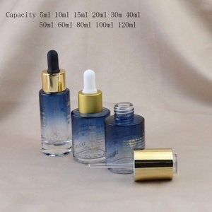 Juego de envases vacíos personalizados para el cuidado de la piel, Mini botellas redondas de 5ml, 10ml, 15ml, 20ml, 30ml, 50ml, 60ml, 80ml, 100ml, 120ml, frasco de vidrio azul (GSC03) - Product Image 3