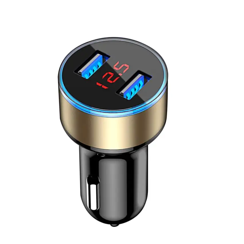Car Chargerชาร์จโทรศัพท์มือถือได้อย่างรวดเร็วอะแดปเตอร์พร้อมจอแสดงผลLED Quick Charge Dual USB Car Charger