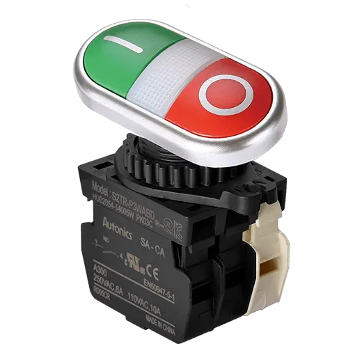 S2TR-P3WABL táctil LED Original, interruptores de doble botón, 22/25mm