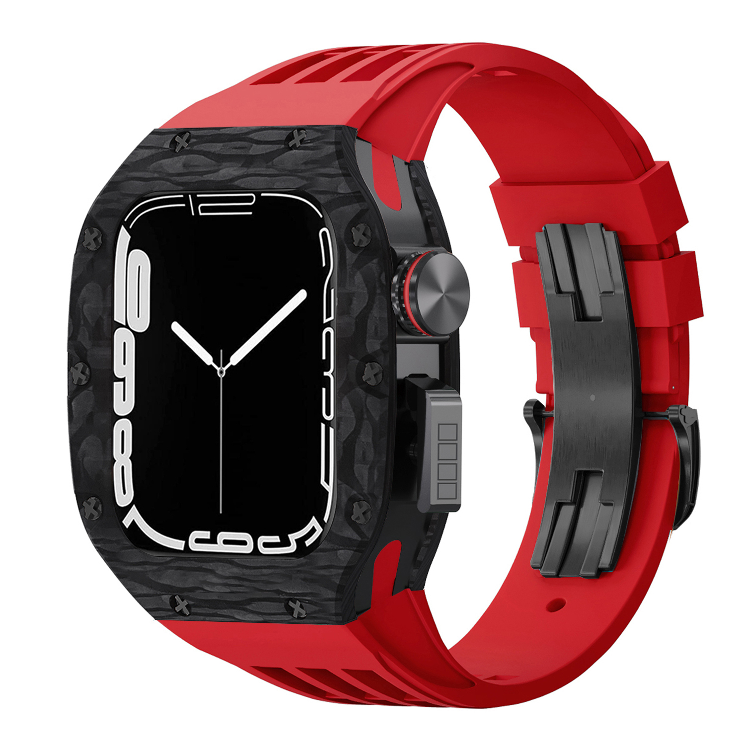 #2Black case+red band