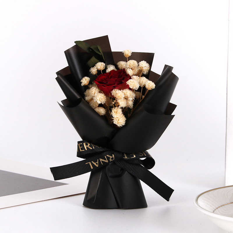 Mini white star red rose