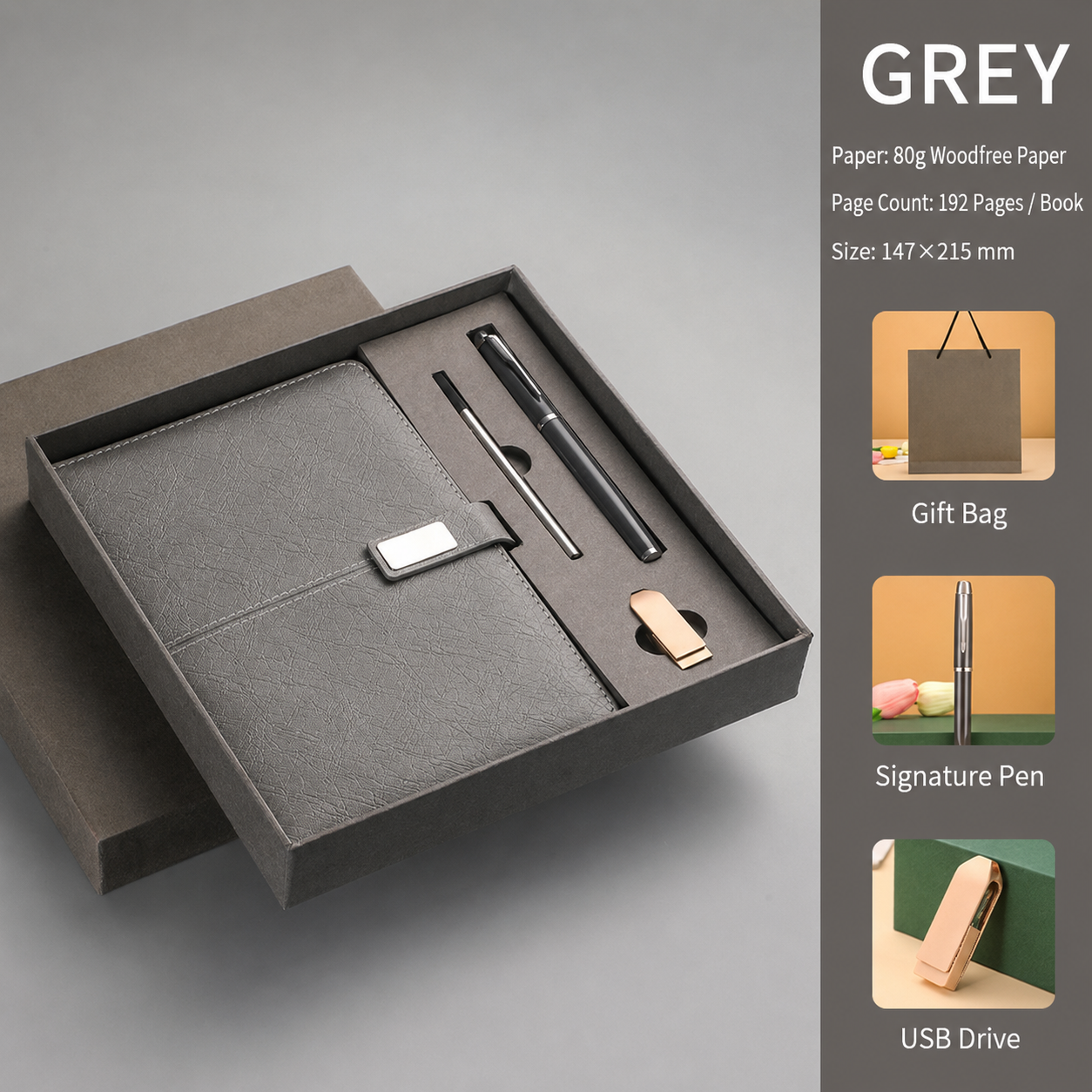 Ensemble gris avec clé USB