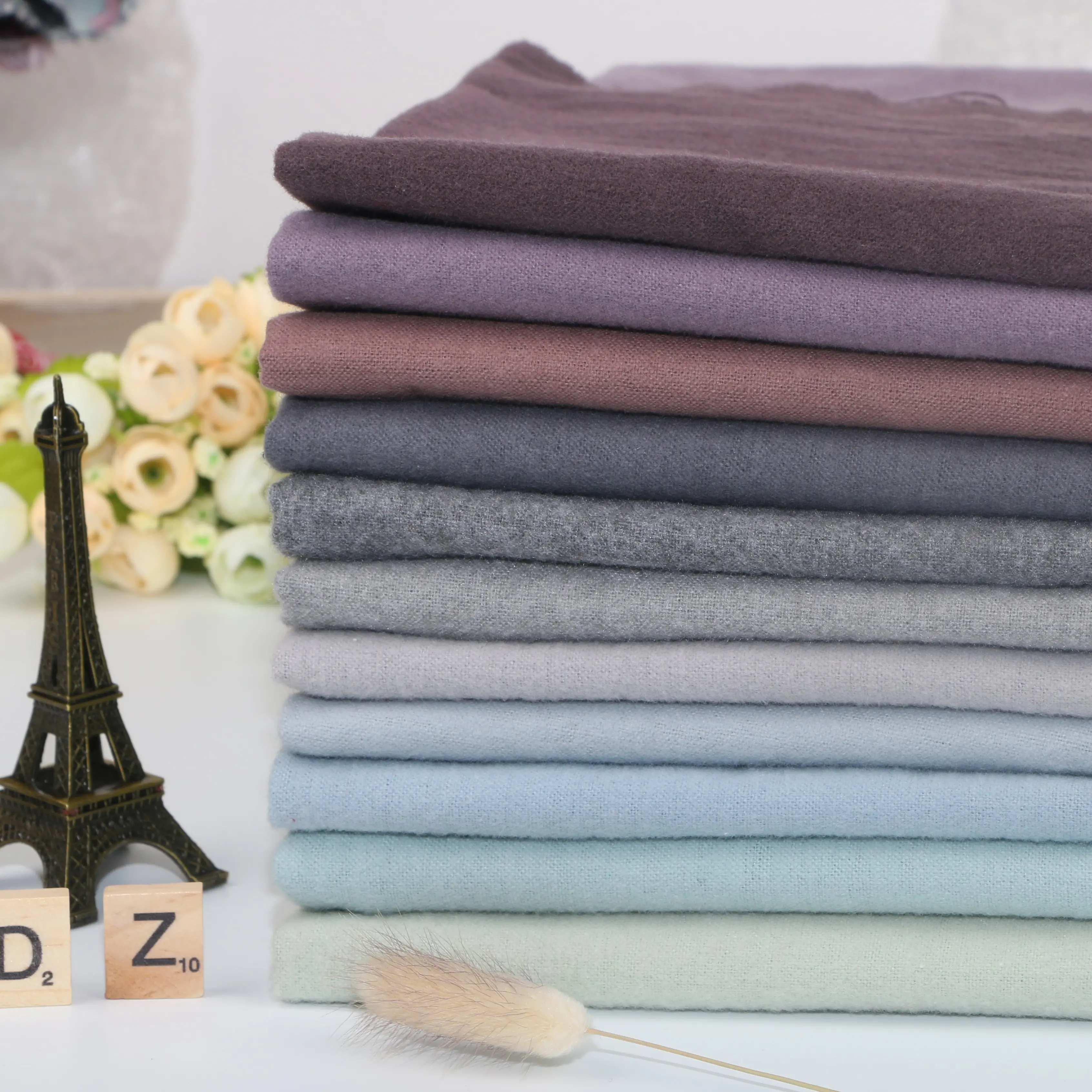 Listo Stock más de 100 colores 100% algodón tejido franela camisas y faldas personalizables para vestido