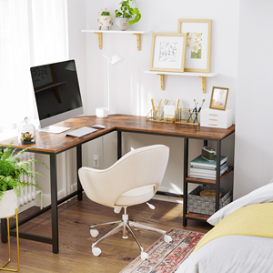 Escritorio de madera para computadora, muebles de mesa de oficina con estantería, escritorio para juegos de computadora - Product Image 3