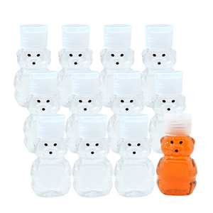 60ml 80ml 240ml 330ml 450ml 480ml 2oz Mini Cute Transparent Plastic Squeeze Honey Bear Bottle <strong>Jar</strong> With Yellow Flat Cap - Product Image 5