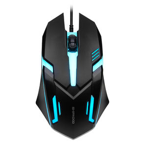 SHIPADOO S190 เมาส์สำหรับเล่นเกมแบบมีสายสีดำ/ขาว 4 ระดับ DPI ที่ปรับได้, ไฟ LED แบบวงกลมสี - Product Image 1