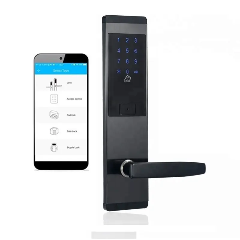 Bluetooth TTHotel Serrure de porte d'hôtel d'appartement avec carte à puce RFID Mots de passe Clés de code Applications mobiles Déverrouillage à distance PC