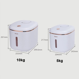 Contenedor de almacenamiento de arroz con rueda, dispensador de arroz hermético a prueba de humedad, contenedor de plástico para cereales a granel, alimentos para mascotas, 10 KG - Product Image 4