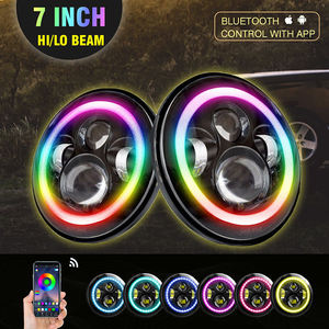 7 inç yuvarlak Led İş işık far RGB Halo mobil uygulama kontrol beyaz sarı far için Jeep yüksek düşük işın sis işık - Product Image 6