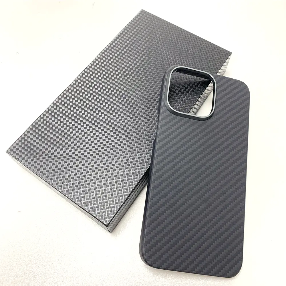 Casing ponsel matte hitam merah asli, casing telepon seluler serat aramid untuk iPhone 13 14 15 pro