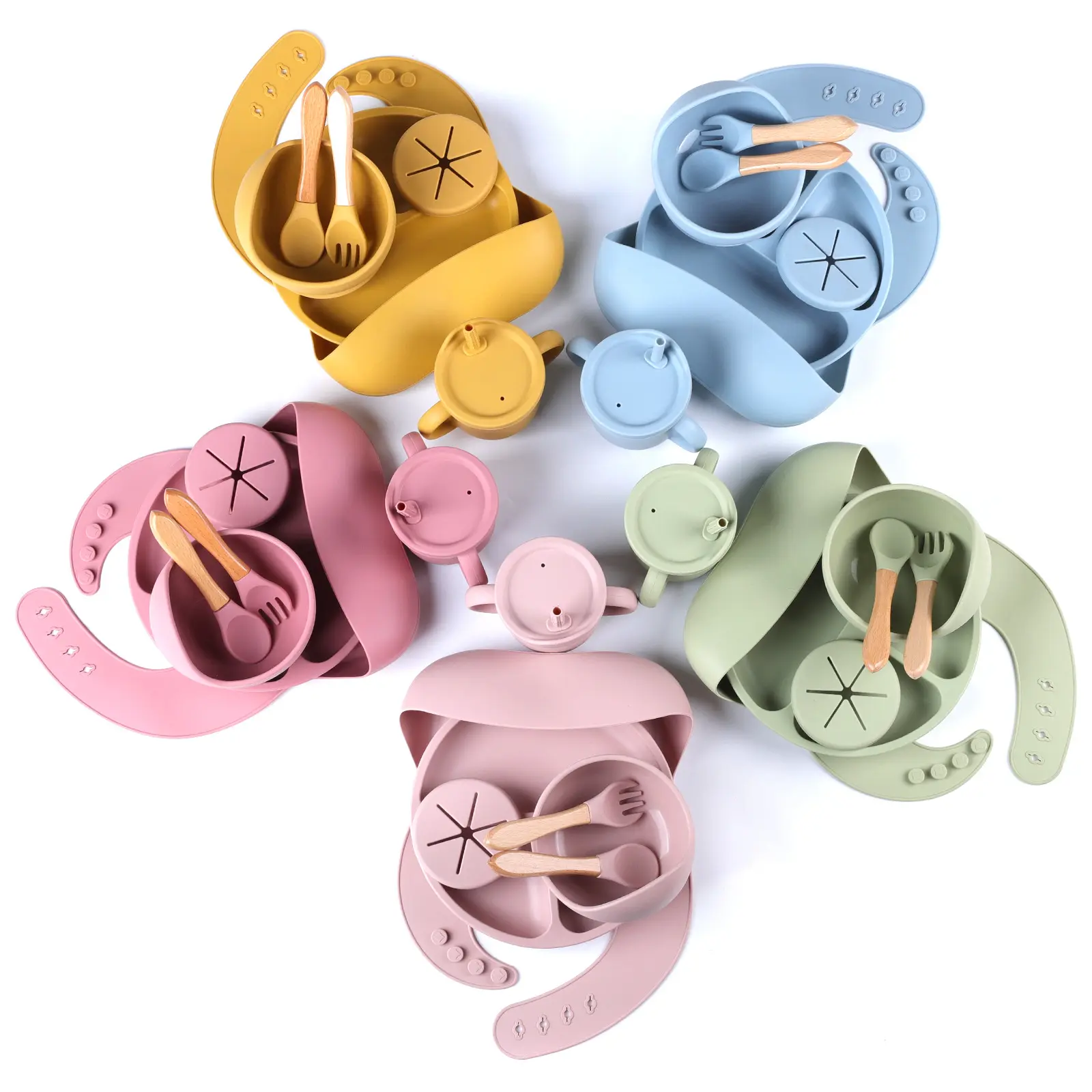 Bol en silicone pour bébé de qualité alimentaire en forme d'animal mignon bol en silicone pour bébé cuillère à collation ensemble d'alimentation pour bébé