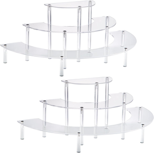 Acrylic 3 Tier Bán Nguyệt Hiển Thị Đứng Hiện Đại Rõ Ràng Lưu Trữ Kệ Hiển Thị Cho Pop Con Số Đồ Chơi Mỹ Phẩm Nước Hoa - Product Image 1