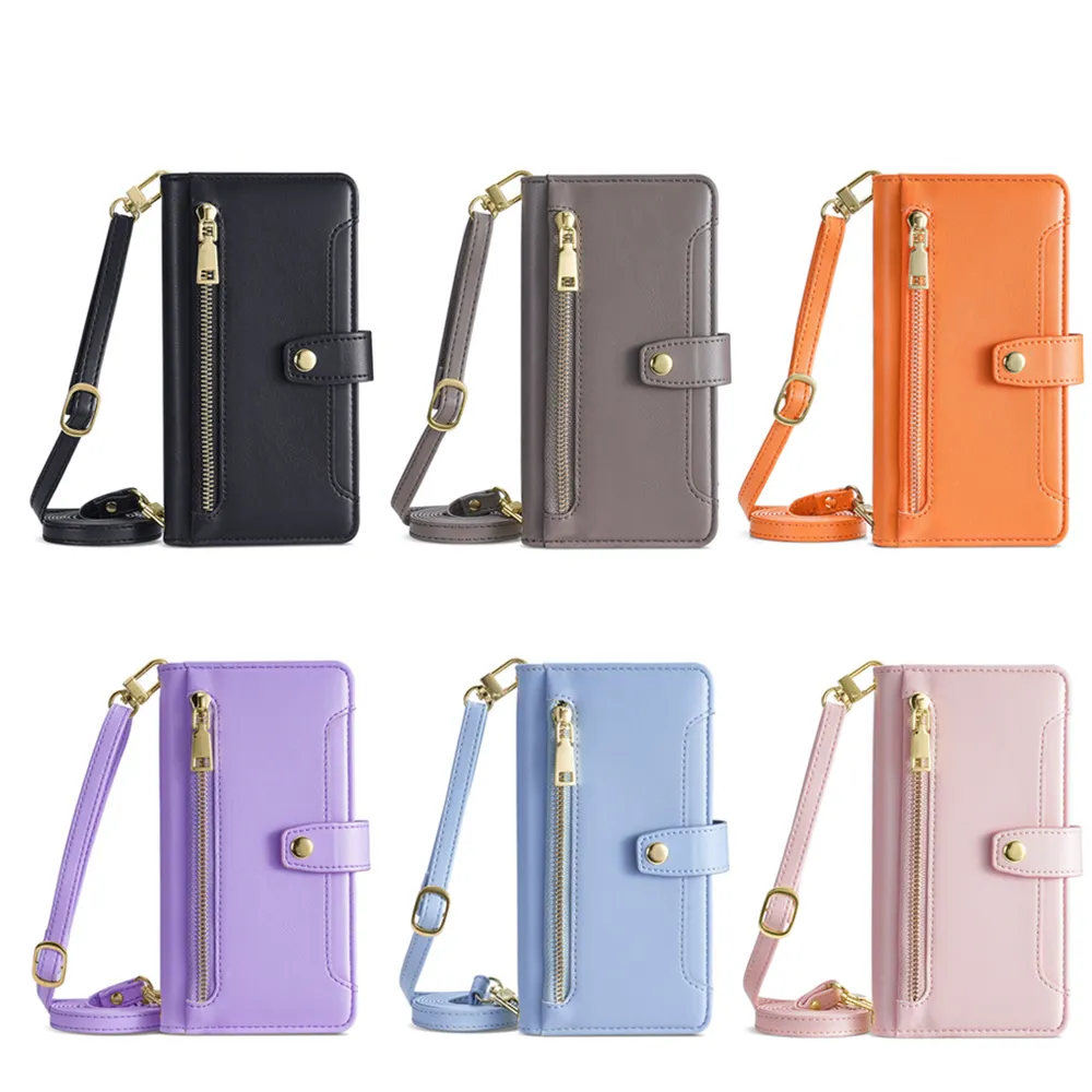 Großhandel auf Lager multifunktion ale Cross body Armband Handy Schaf Muster Leder für iPhone 13 14 15 max Handy hülle