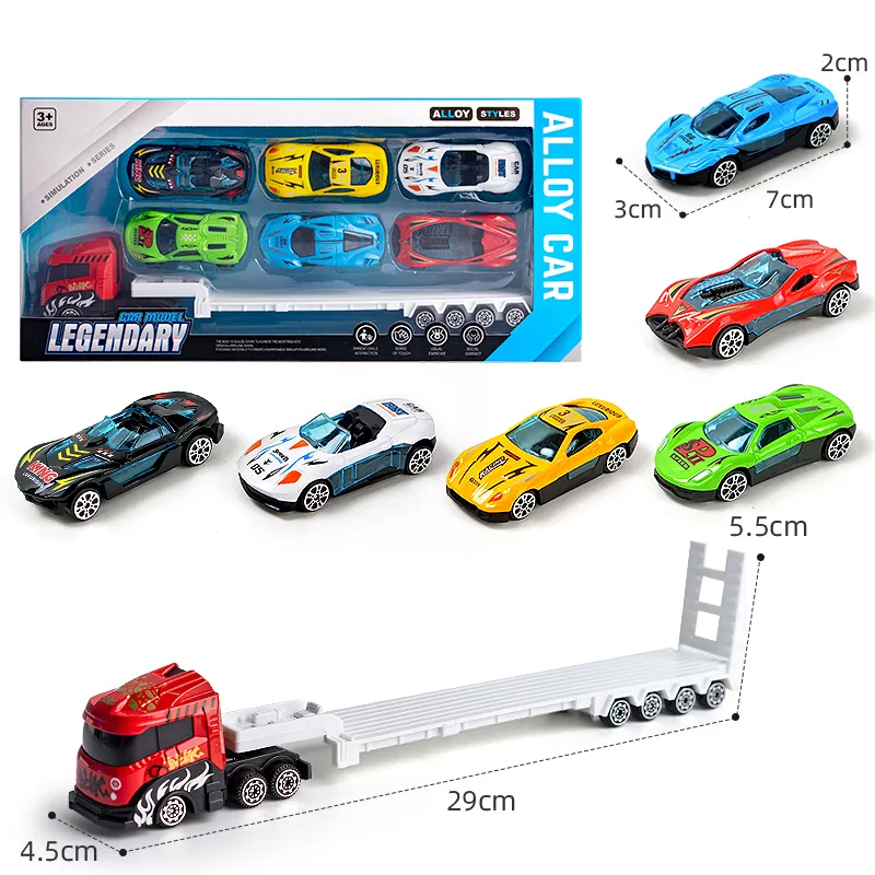 1/87 Kid Alloy Metal Racing Vehicles With Towhead Flat Car Children's Diecast Toy