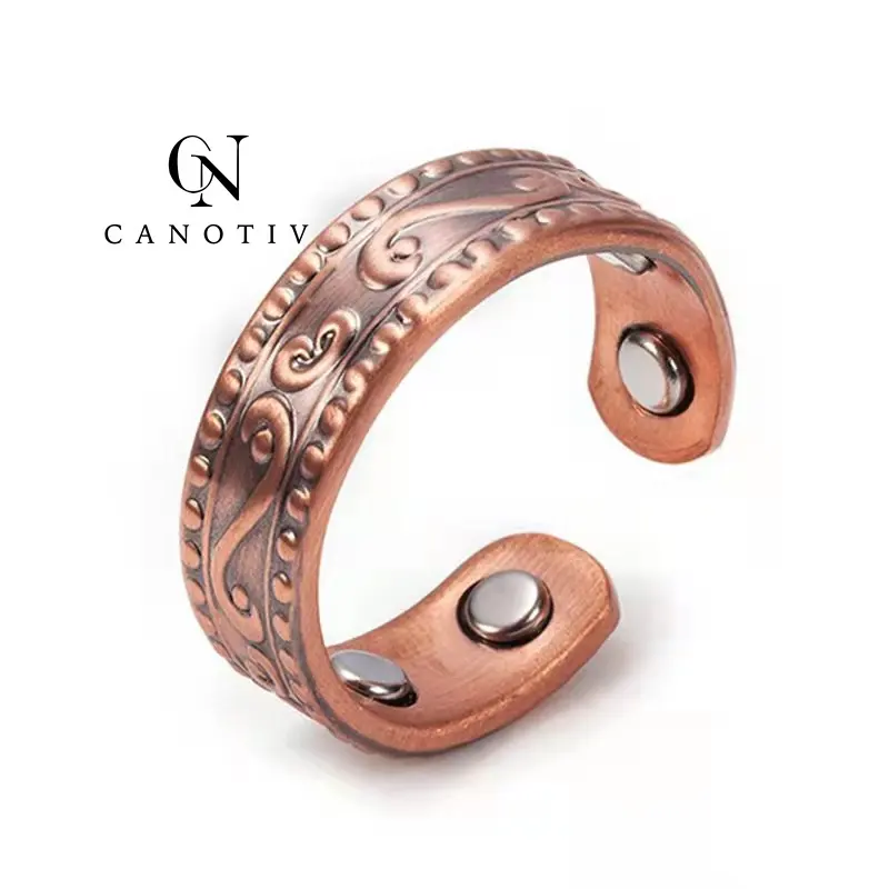 Anel magnético de cobre para mulheres, joia ajustável vintage infinito com punho, anel feminino de energia e saúde para homens