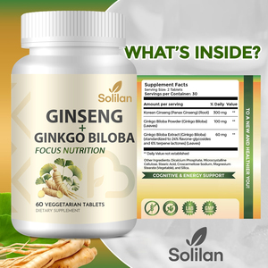 Solilan Hàn Quốc cinseng & Ginkgo Biloba chiết xuất viên nang thảo dược hỗ trợ miễn dịch 60 viên/chai không dành cho phụ nữ mang thai - Product Image 2
