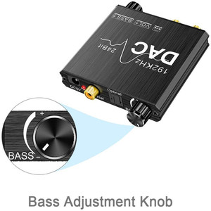 Convertidor Digital a analógico de 192Khz/24 bits, ajuste de volumen, Control de tono de bajos, salida RCA, salida de Audio de 3,5mm para PC y portátil - Product Image 4