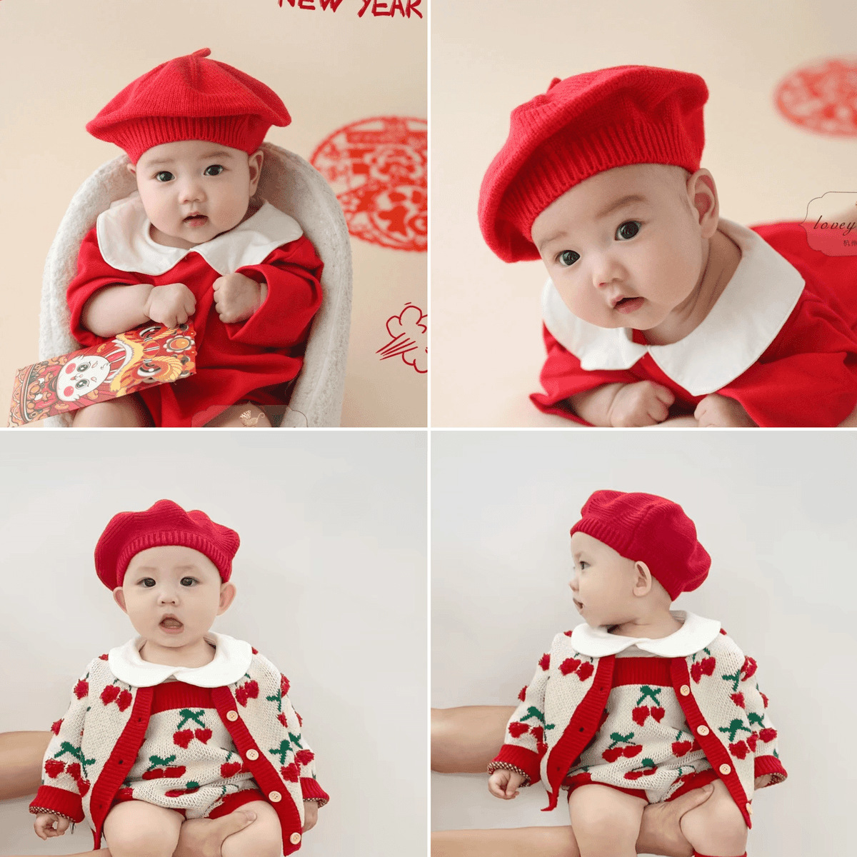 Béret tricoté rouge