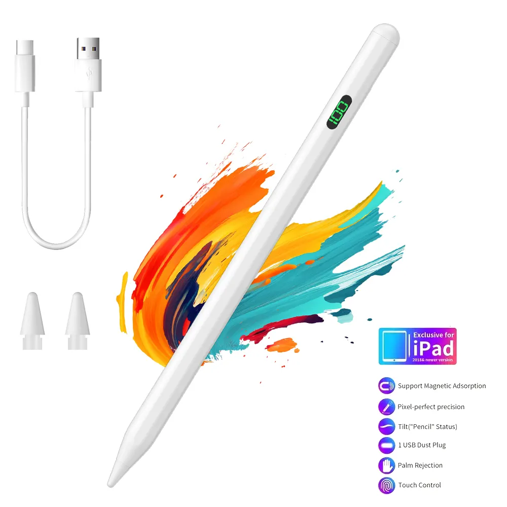 Pantalla de energía en tiempo real Pantalla activa Stylus Pen Apple Pencil con rechazo de Palma y sensibilidad de inclinación para iPad