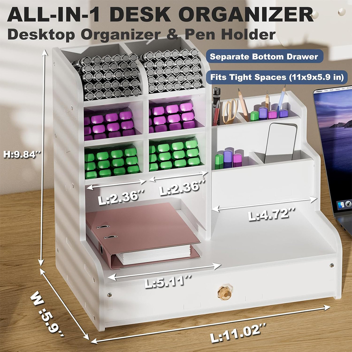 Ten-hole pen holder with drawer