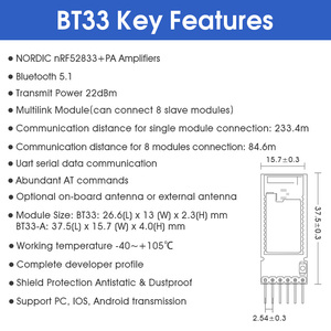 DX-BT33 develeper kit 223M long range Multilink <strong>Bluetooth</strong> <strong>module</strong> nRF52833 chip+PA Amplifiers 22dBm UART transmission <strong>AT</strong> <strong>commands</strong> - Product Image 4