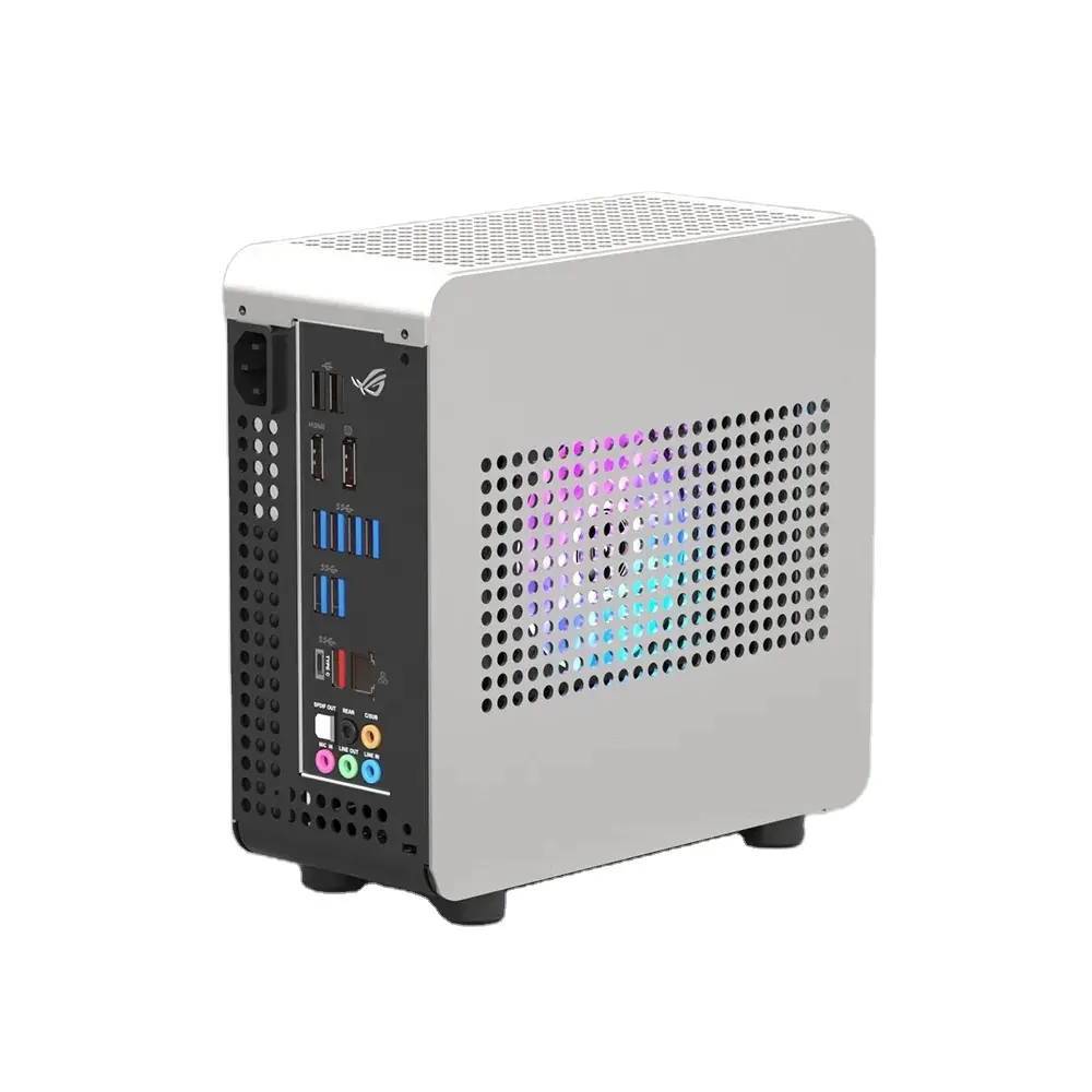 Customized Flex ATX Mini ITX Desktop Aluminium Frame PC Transparent Faceplate Computer Case