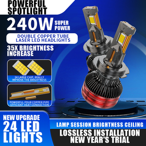 2025厂家供应12V 240W 28000LM毫米发光二极管头灯灯泡高品质汽车灯头灯9004 H4 H7 H11 H1 9012超亮