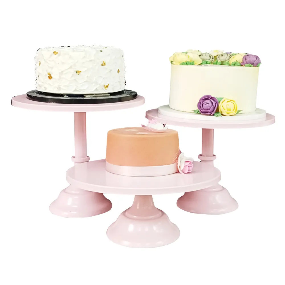 케이크 디스플레이 트레이 핑크 테마 웨딩 디저트 테이블 장식 단 철 케이크 스탠드 10 인치 케이크 트레이