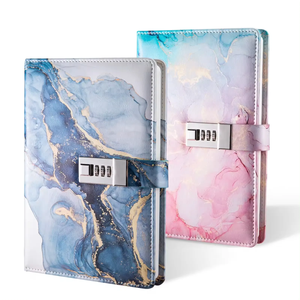Venta al por mayor personalizado A5 A6 pu cuero hoja suelta presupuesto carpeta contraseña cuaderno con bloqueo diario cuadernos diario con papel de inserción - Product Image 3