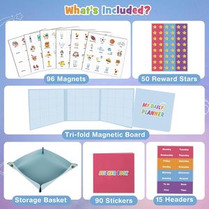 ตารางงานด้วยแม่เหล็กสำหรับเด็กช่วยวางแผนตอนเช้าและก่อนนอน - Product Image 2