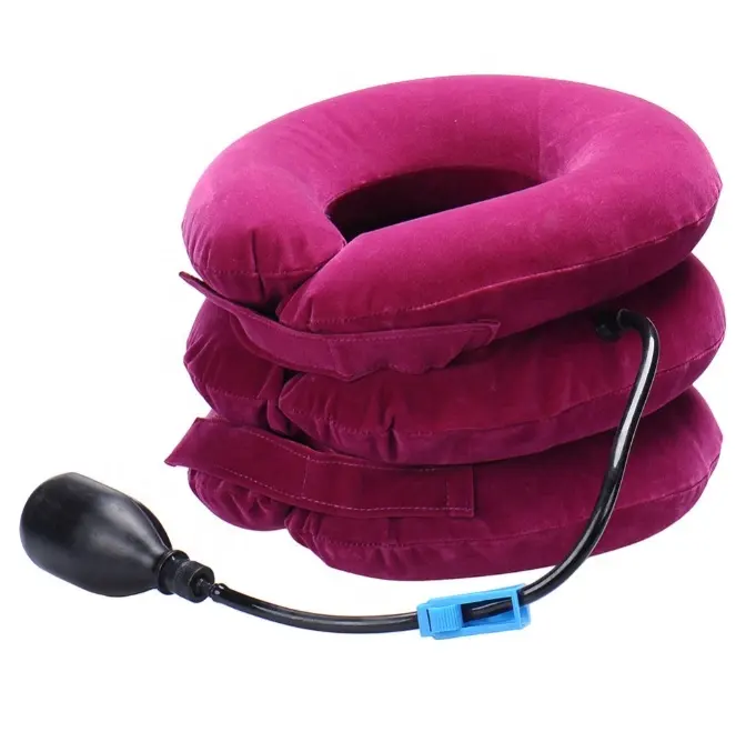 Cervical traction device inflatable neck protection stretching three tube household neck brace