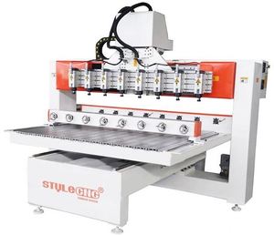 3D <strong>CNC</strong> <strong>Router</strong> for Woodworking <strong>with</strong> 4 Axis <strong>Rotary</strong> and 8 Heads - Product Image 1