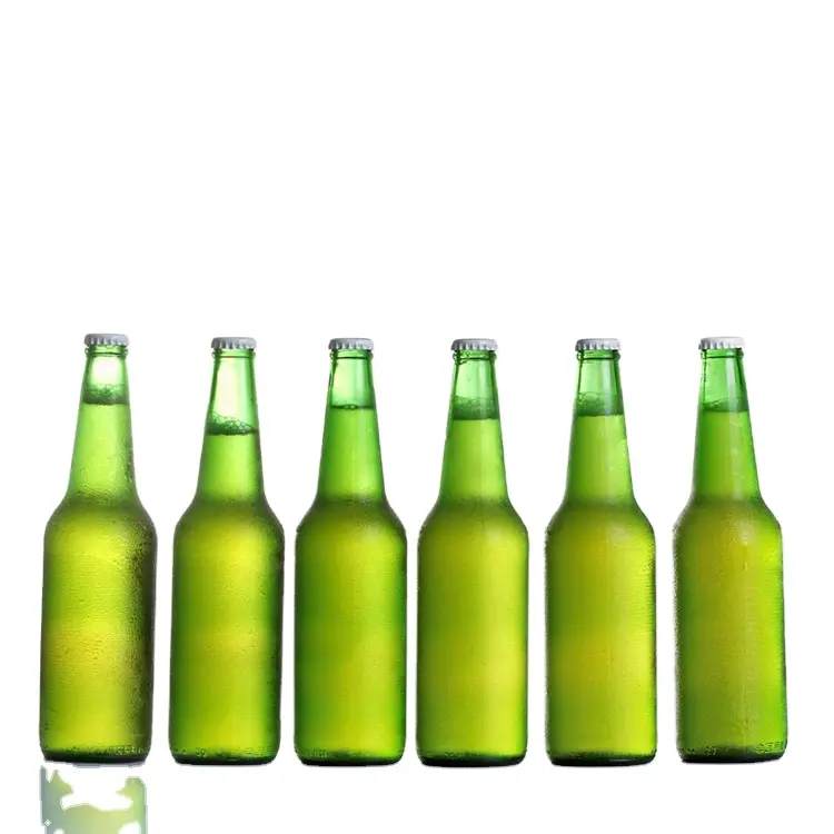 Botellas de vidrio vacías para cerveza, color verde, personalizado, venta al por mayor, 7 oz