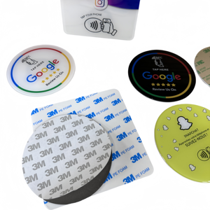 213/215/216 akrilik/epoksi NFC Menu tanda tanpa sentuh pelat Media sosial CIP NFC stiker ulasan Google perekat dengan 3-M - Product Image 2