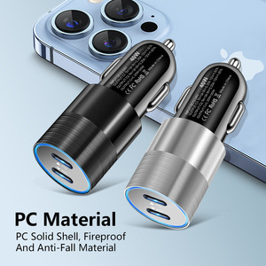 40W <span class=keywords><strong>USB</strong></span> C车载充电器双C点烟器超快车载充电器适配器车载手机充电器快速充电