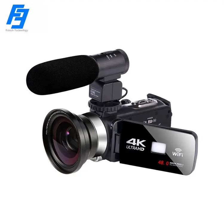 OEM de fábrica, videocámara HDV4K, cámara Digital HD portátil con lente Wideangle y micrófono 4K 48MP