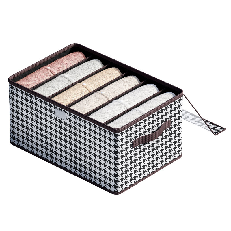 Houndstooth pattern with lid, 6 compartments, 44*28*20 mm