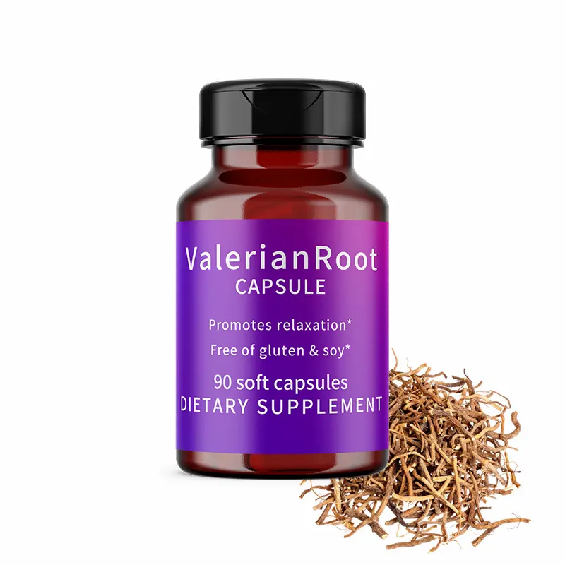 Herbal Extract Supplement Valerian Officinalis Roots Valerian Root Capsules Pills Sleep Support Valerian Capsules